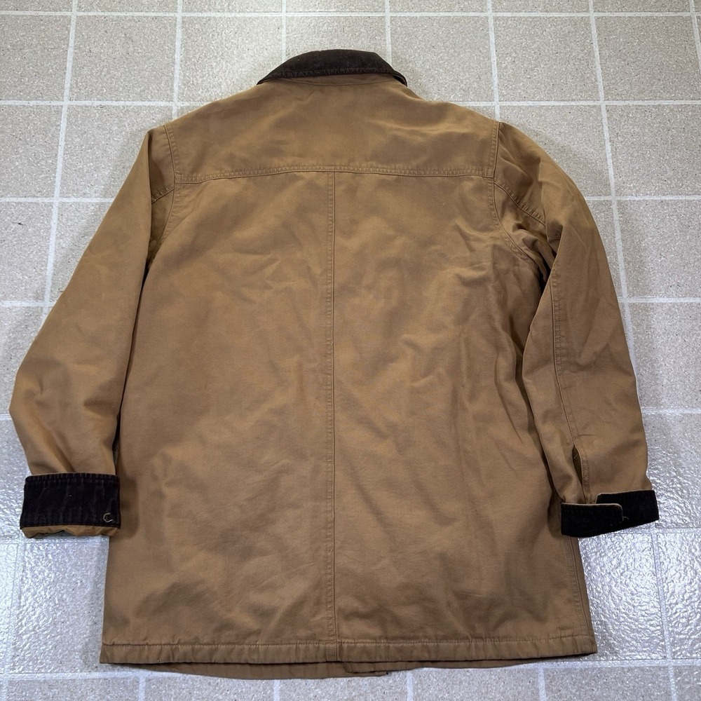 Vintage Lands End Chore Jacket Mens Medium Brown Canvas Barn Field Flannel Lined - Picture 5 of 8
